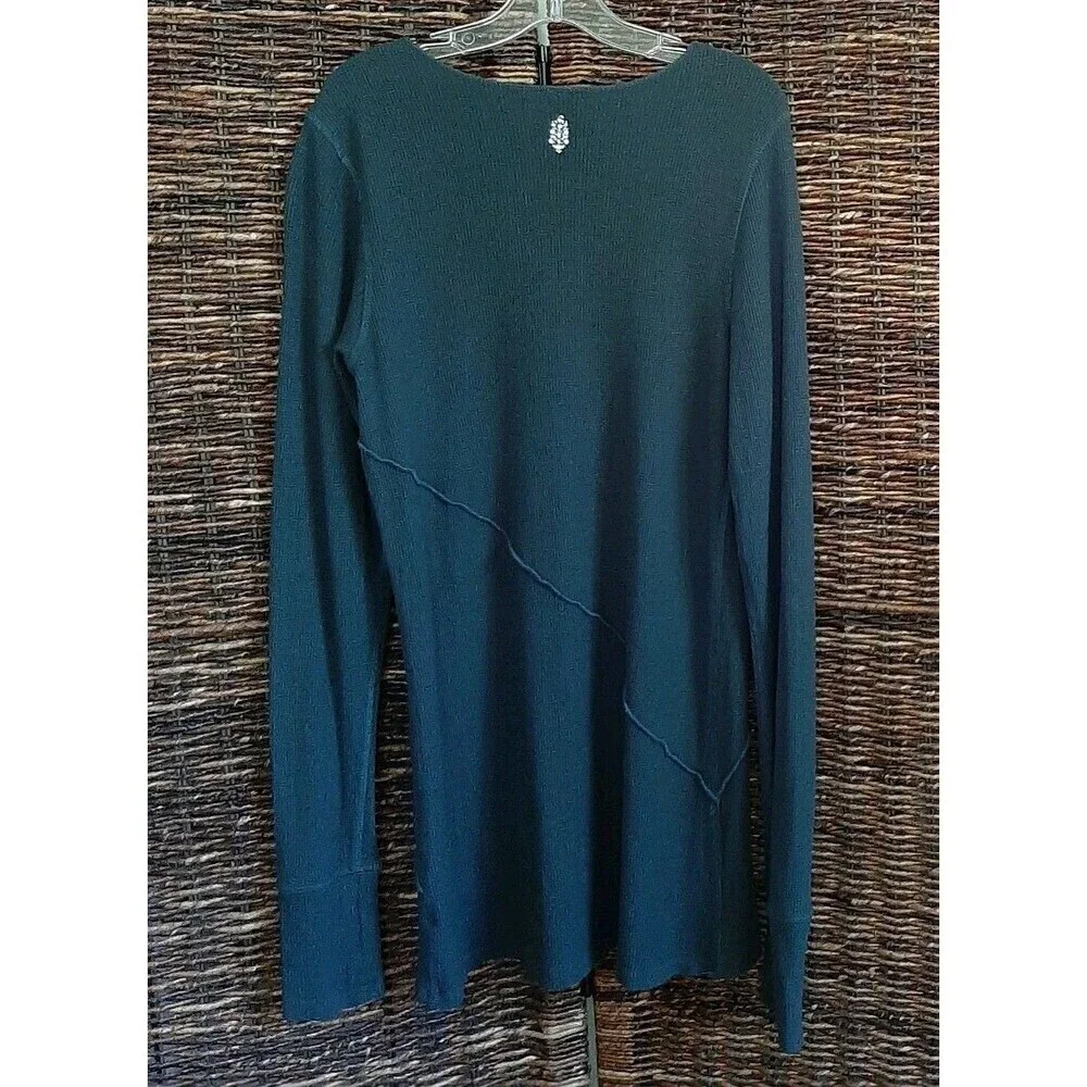 Free People Movement Spectrum Long Sleeve Waffle Knit Shirt Women's Small Green